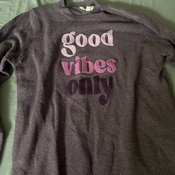 Gray Sweater with Pink and Purple Text - Picture 1 of 1